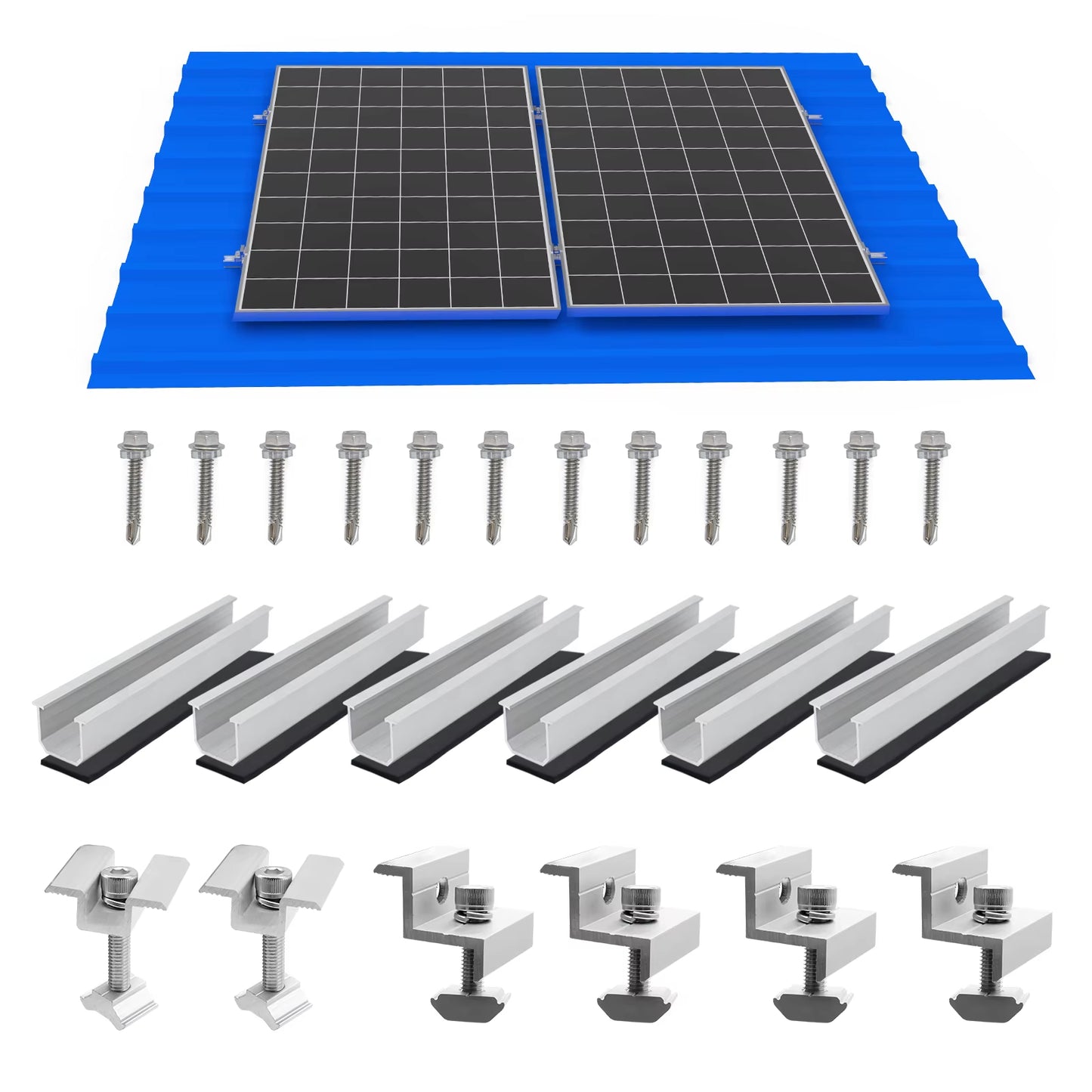 Solarmodul Halterung Kit   30-35mm Verstellbar,Halterung für Solarmodule,Für Solarpanel Halterung,Trapezblech Flachdach Montage PV Befestigung Set