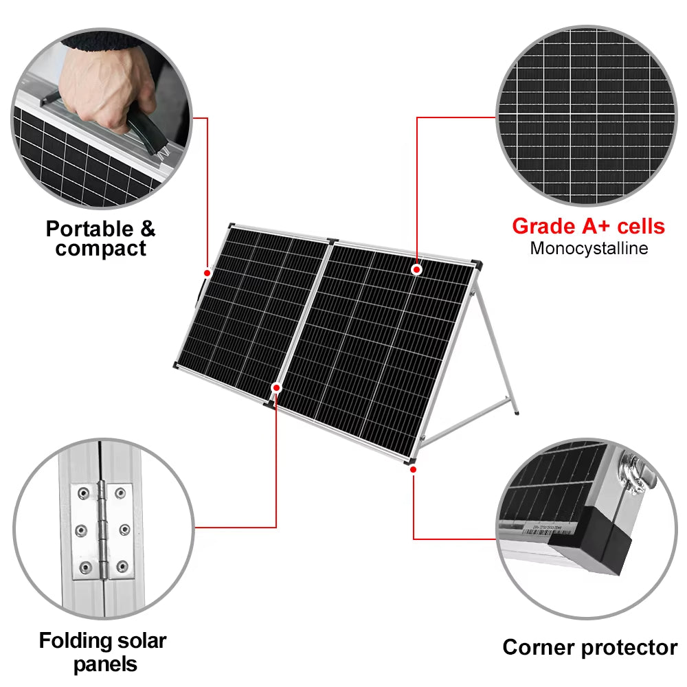 Dokio 200W Panel Solar plegable China 10A/20A 12V Controller Panel Solar Plegable Ragula/Cargador de Sistema Panel Solar