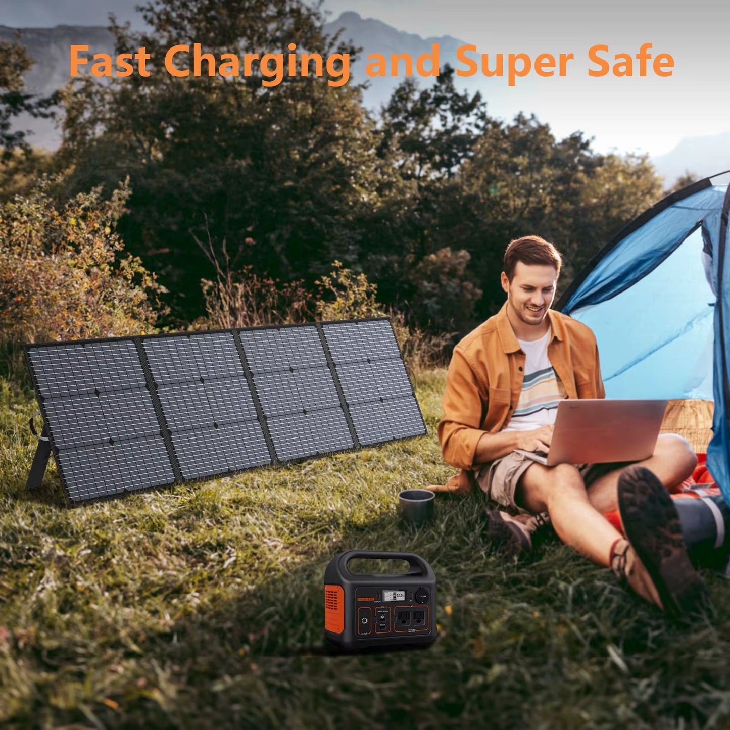 MHPOWOS Tragbares Solar-Ladegerät, 40 V, 220 W, faltbares Solarpanel-Set für Jackery Bluetti Ecoflow-Kraftstationen, Wohnmobil, Camping, Terrasse