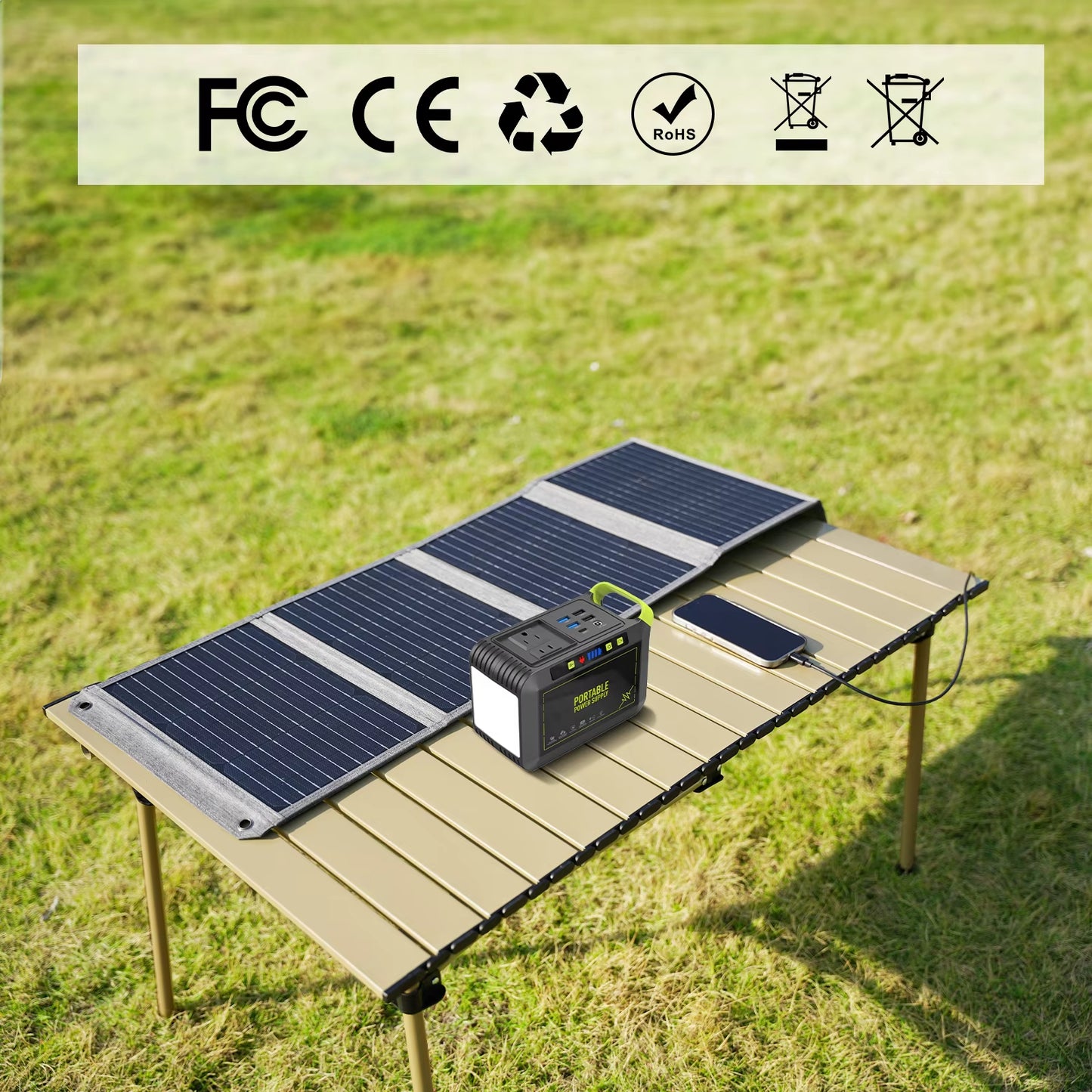 MHPOWOS 40 W tragbares Solarpanel-Ladegerät mit drei Ausgängen (USB-C/USB-A/DC), 23 % hocheffizient für Camping-Telefon-Powerbank