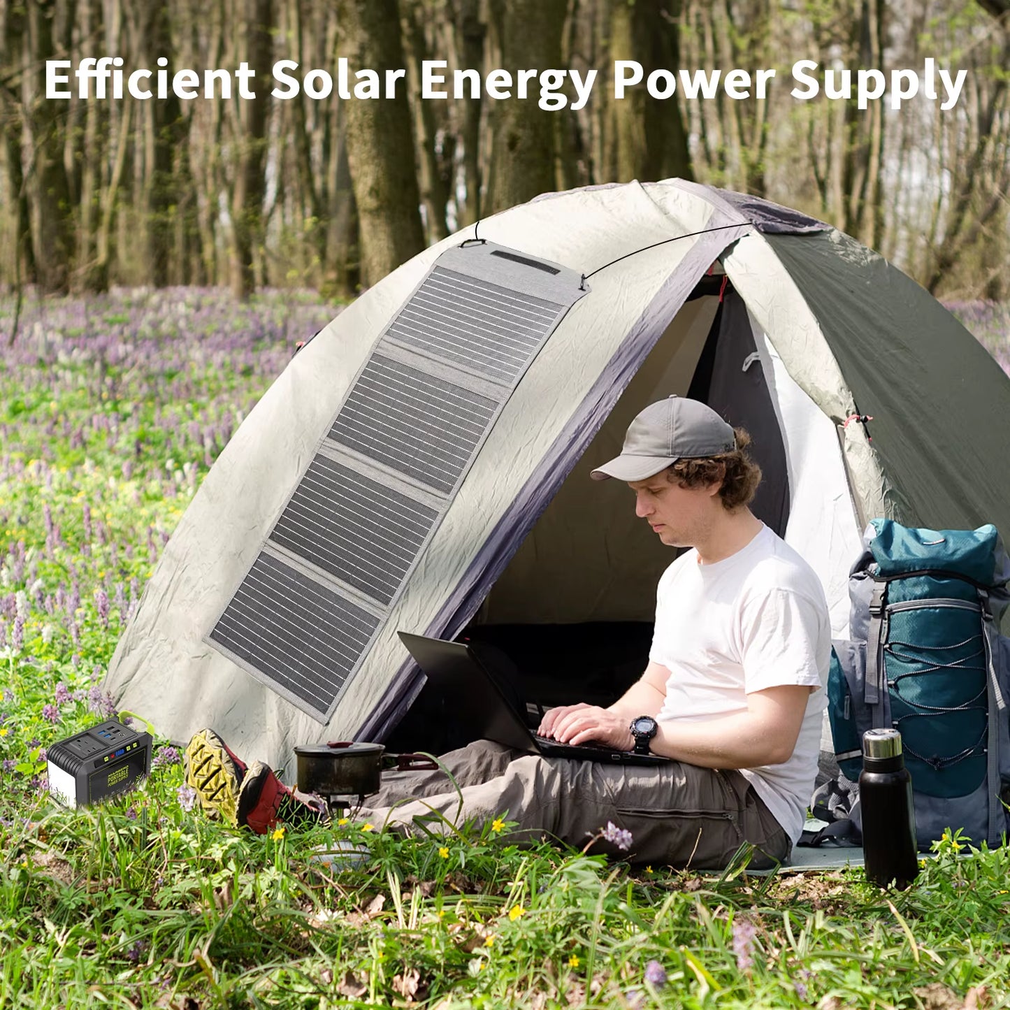 MHPOWOS 40 W tragbares Solarpanel-Ladegerät mit drei Ausgängen (USB-C/USB-A/DC), 23 % hocheffizient für Camping-Telefon-Powerbank