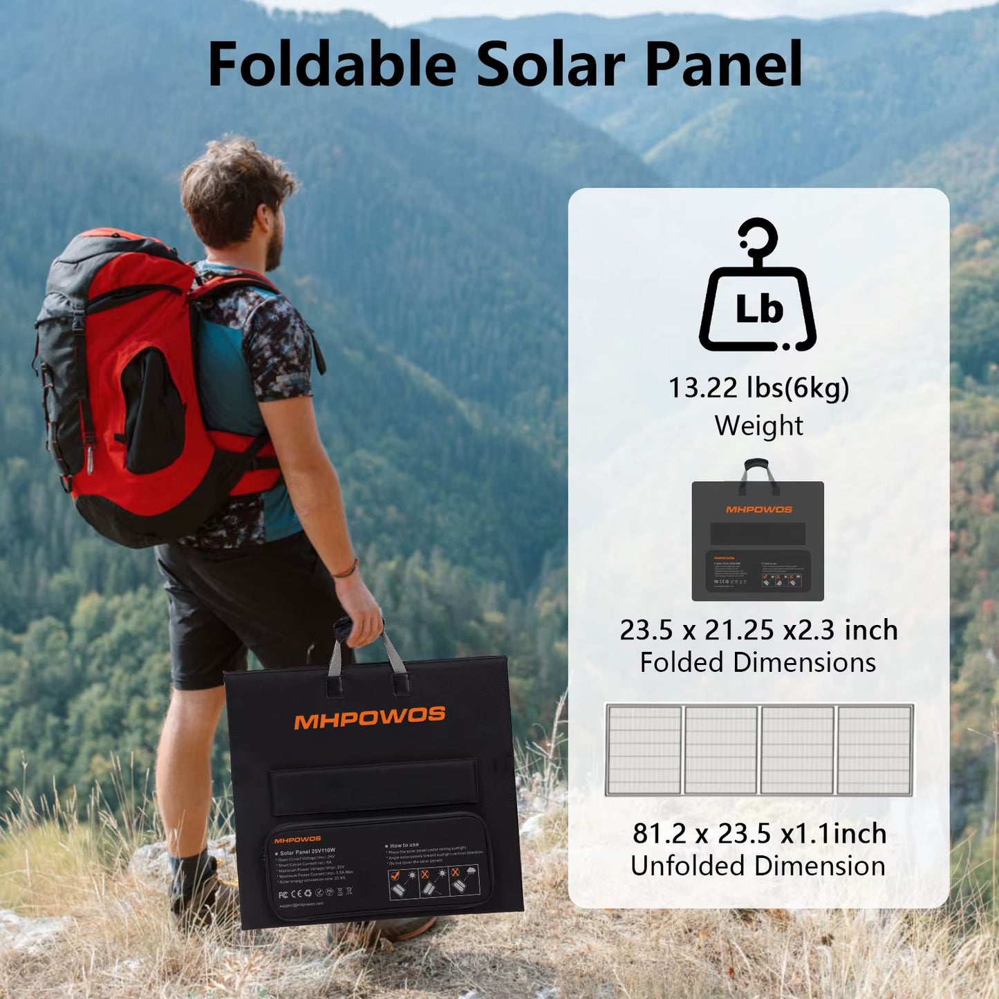 MHPOWOS Tragbares Solar-Ladegerät, 40 V, 220 W, faltbares Solarpanel-Set für Jackery Bluetti Ecoflow-Kraftstationen, Wohnmobil, Camping, Terrasse