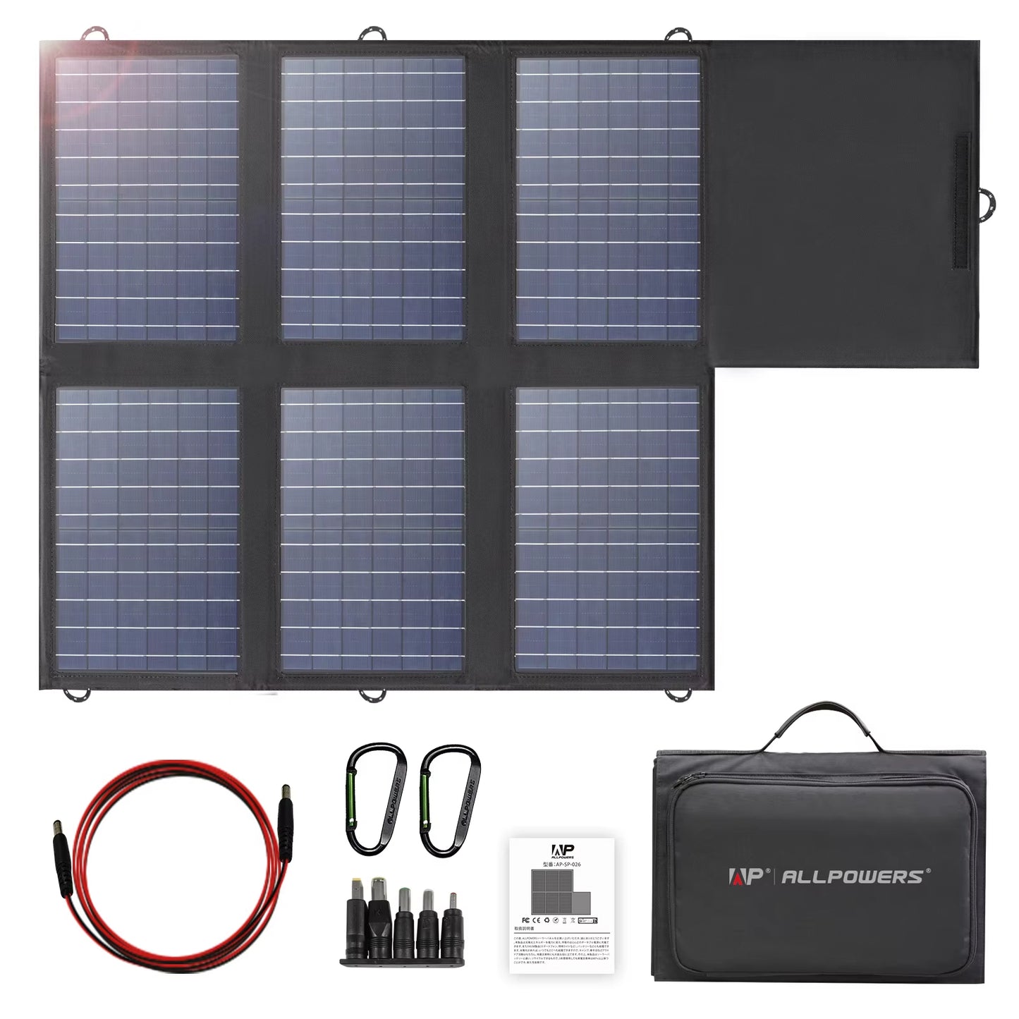 ALLPOWERS SP026 60W Tragbares Solarpanel, Monocrystalline Faltbar Solar Panel Photovoltaik Mobile Solarmodule mit 18V DC, 60W USB-C und USB-A Ausgängen FüR Wohnmobile, Outdoor, Reisen Und Camping