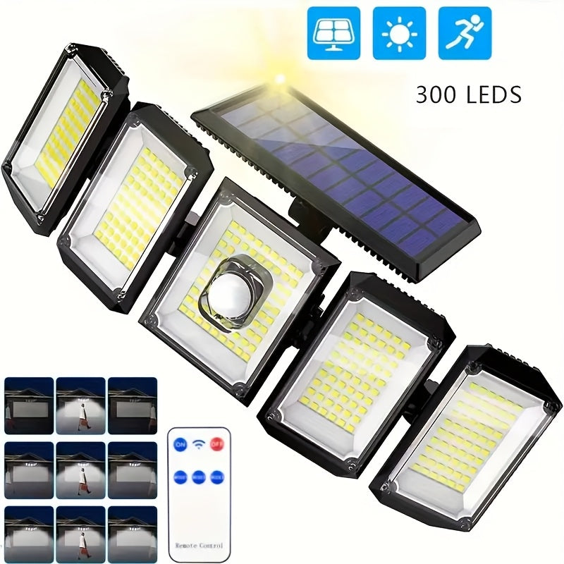 1/2 PCs 416 LEDs Solarleuchten Außenbewegungssensor, 5 Köpfe, 3 Modi 2400 mAh 350 ° Beleuchtung wasserdichte Flut-Sicherheitslampe für die Veranda