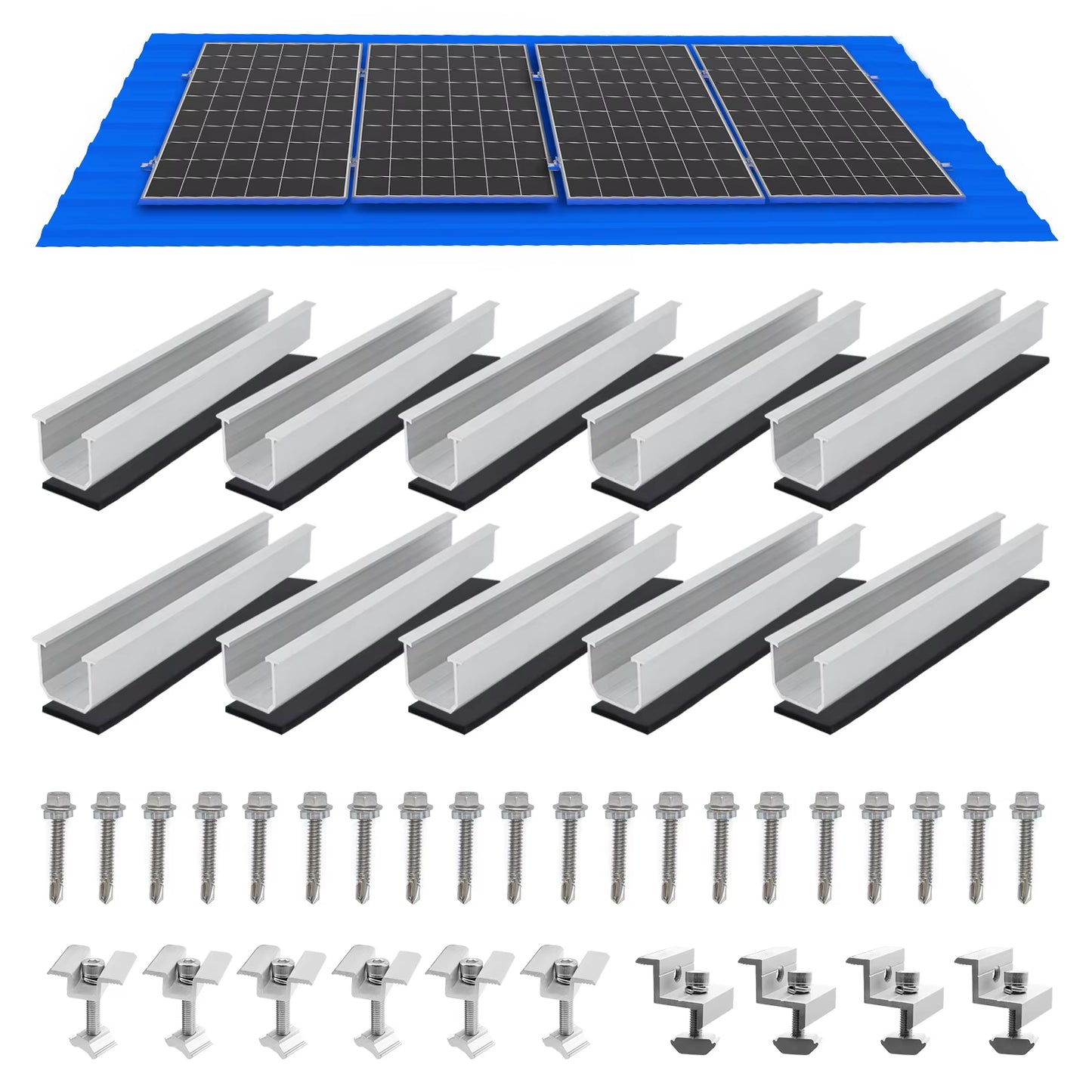 Solarmodul Halterung Kit   30-35mm Verstellbar,Halterung für Solarmodule,Für Solarpanel Halterung,Trapezblech Flachdach Montage PV Befestigung Set