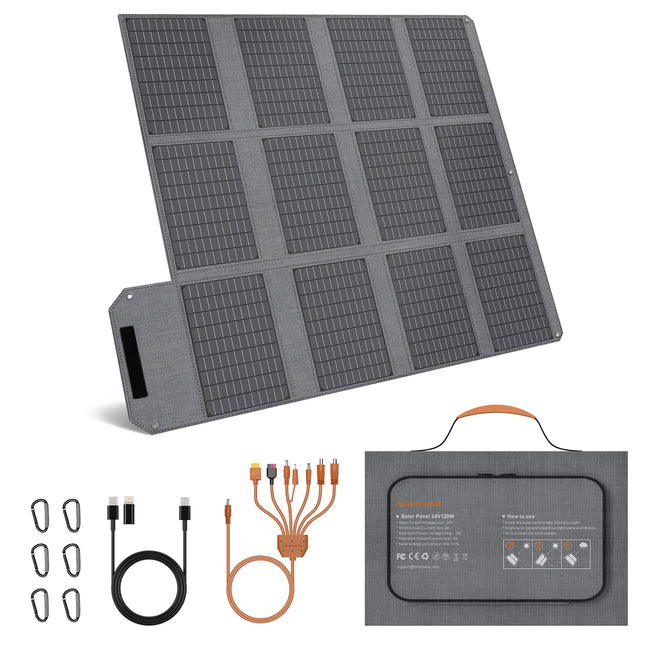 MHPOWOS 120 W 80 W tragbares Solarpanel 23,5 % hocheffizientes faltbares Solarladegerät für Camping, Wohnmobil, Notstromversorgung