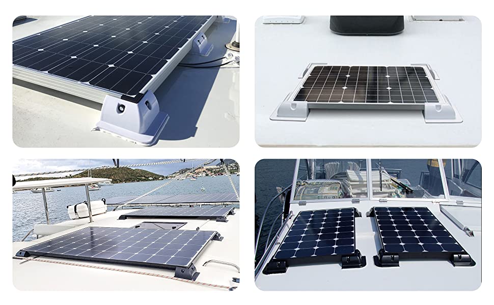 Solarmodul Halterungen, Ruipoo Solarpanel Montagehalterung Seitenhalterungen ABS Eckhalter Satz 5PCS bohrfrei Weit verbreitet auf Wohnmobile, Boote, Flachdächer, Camping und Caravan-Installationen