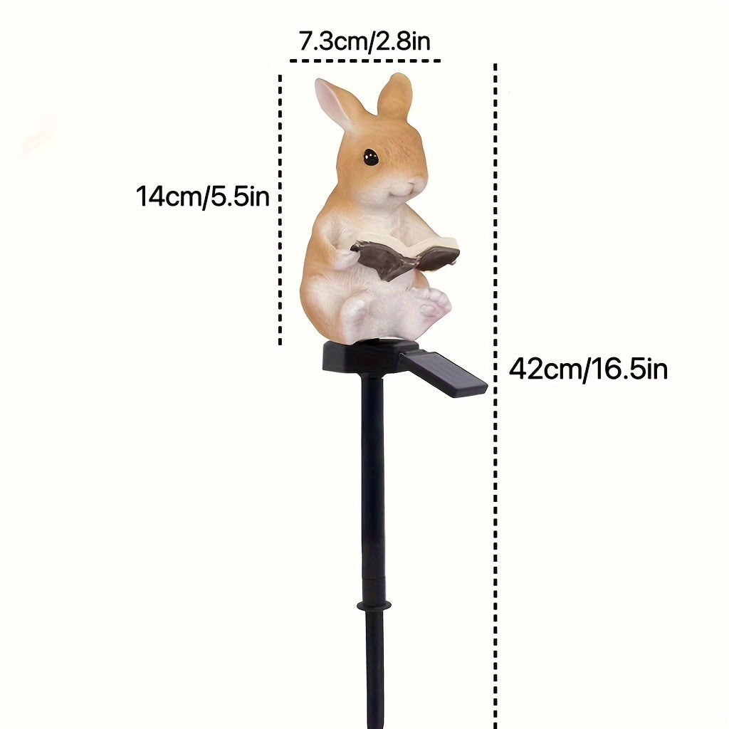 Solarbetriebenes Kaninchen-Leseleuchten, Resin-Kunstled-Außenleuchte für Garten, Halb-Einbau-Wegebeleuchtung mit Schaltersteuerung, abnehmbarer Solarladungsnickelakku, kein Fernbedienung, für Garten- und Festival-Dekoration