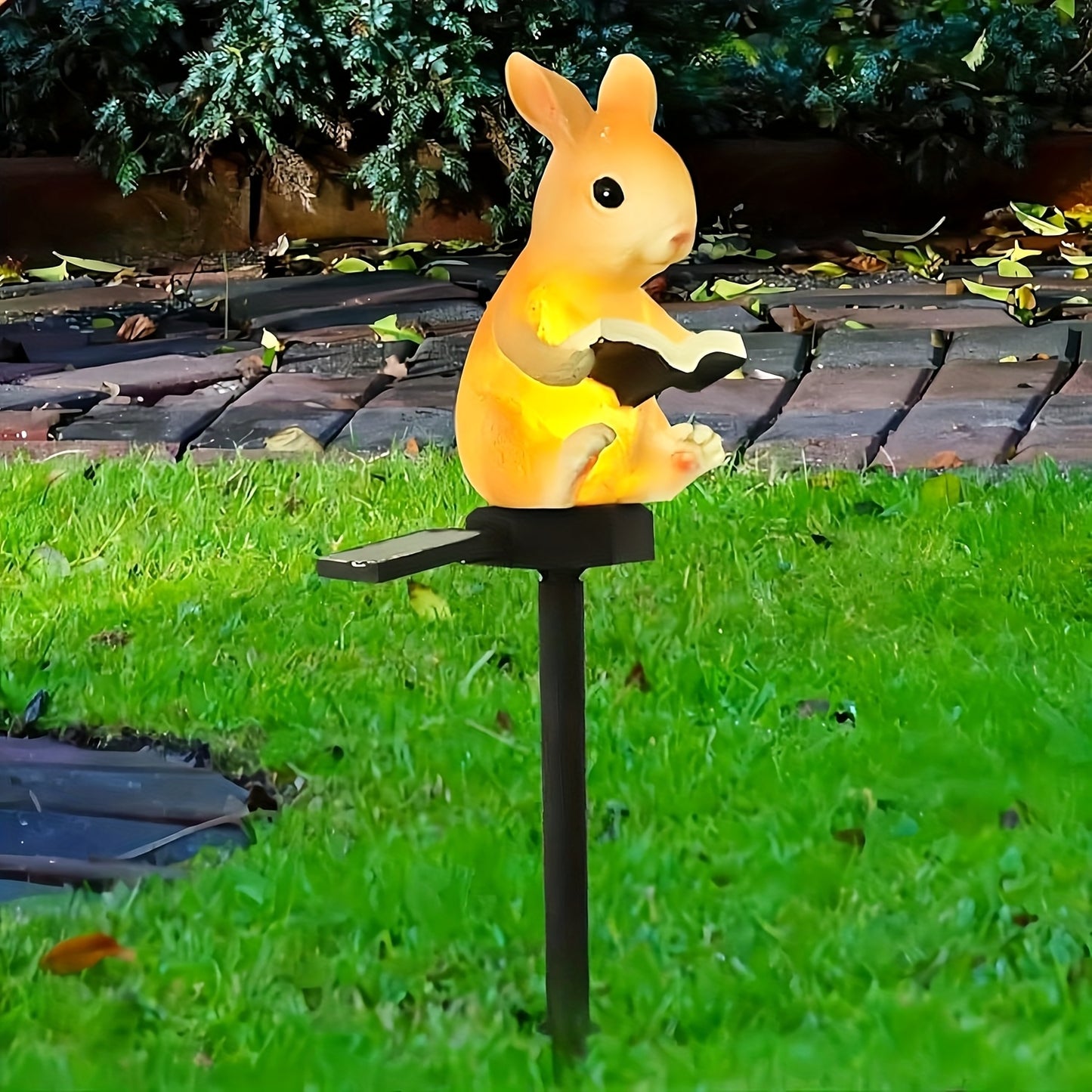Solarbetriebenes Kaninchen-Leseleuchten, Resin-Kunstled-Außenleuchte für Garten, Halb-Einbau-Wegebeleuchtung mit Schaltersteuerung, abnehmbarer Solarladungsnickelakku, kein Fernbedienung, für Garten- und Festival-Dekoration